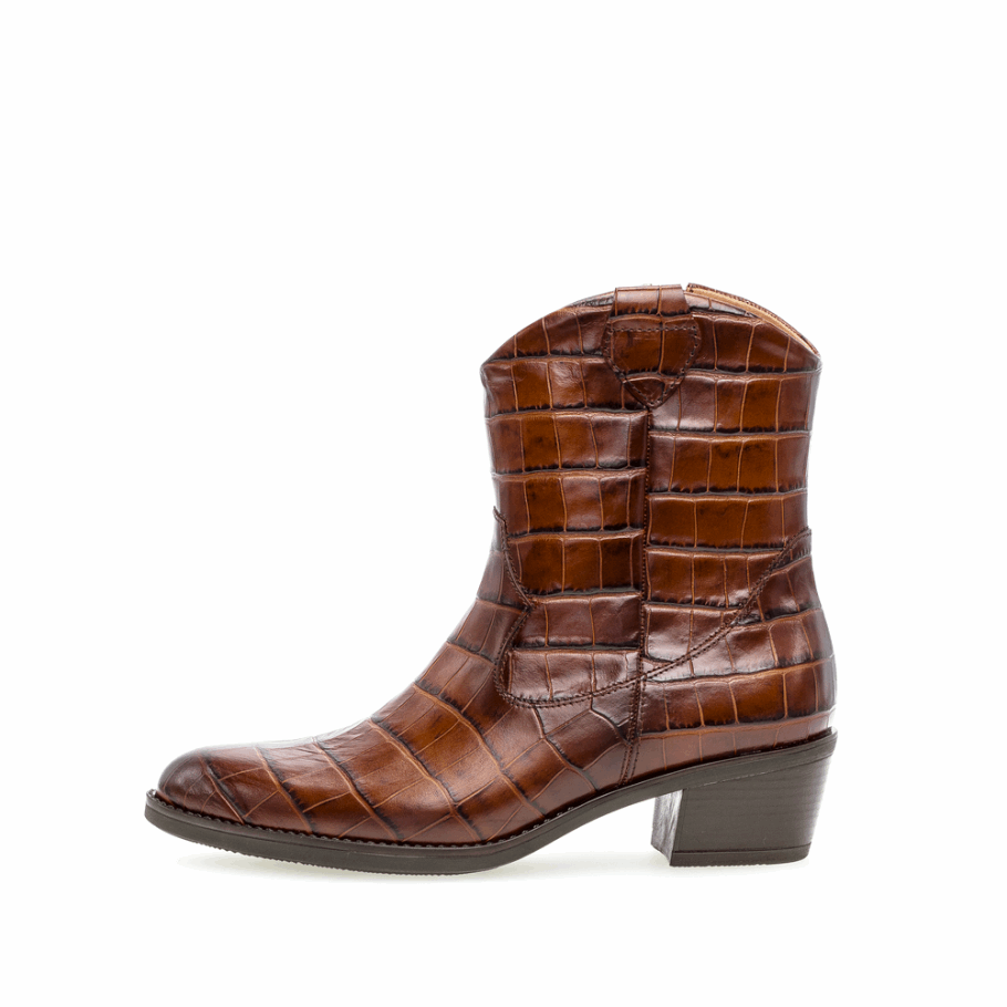 Brązowe Gaborowe Buty Westernowe