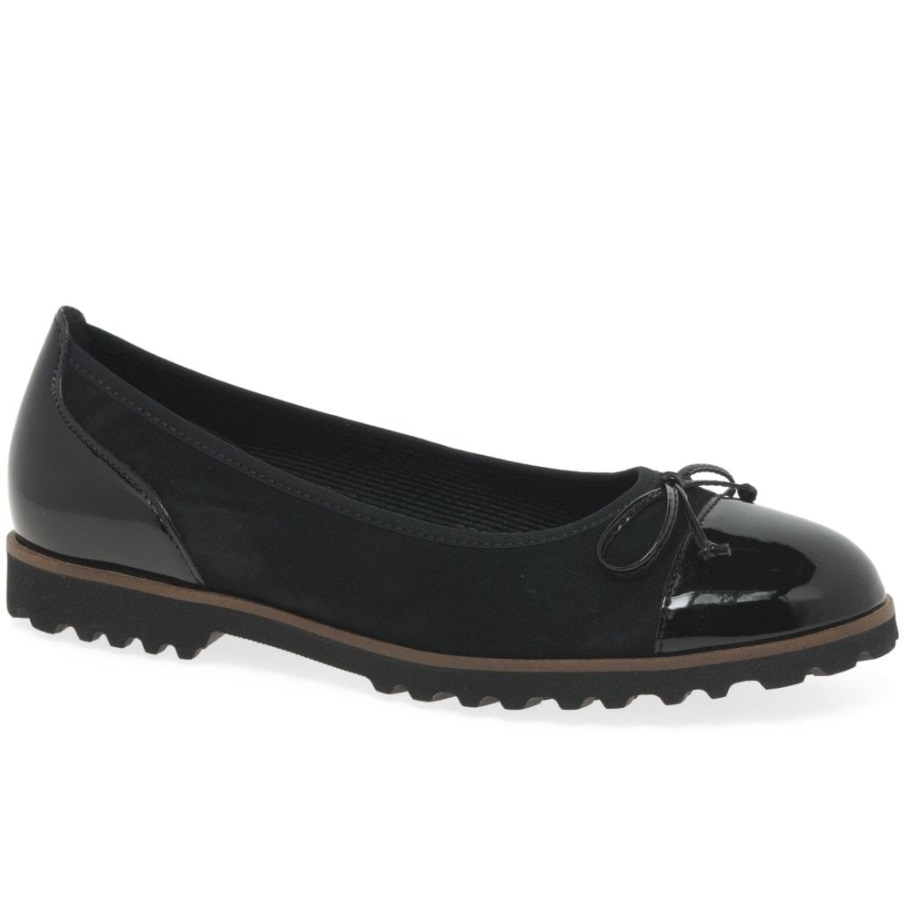 Gabor Black Suede/Patent Temptation Womens Casual Shoes